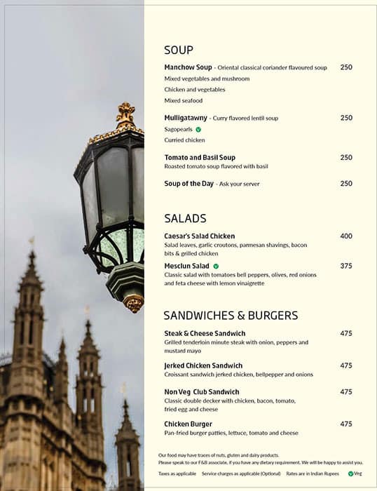 Main Street - The Residency Towers menu