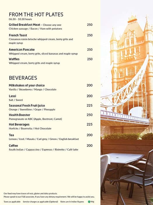 Main Street - The Residency Towers menu