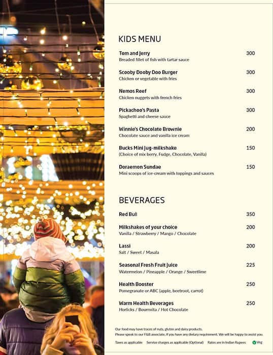 Main Street - The Residency Towers menu