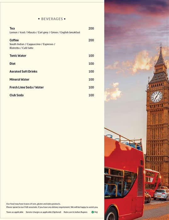 Main Street - The Residency Towers menu