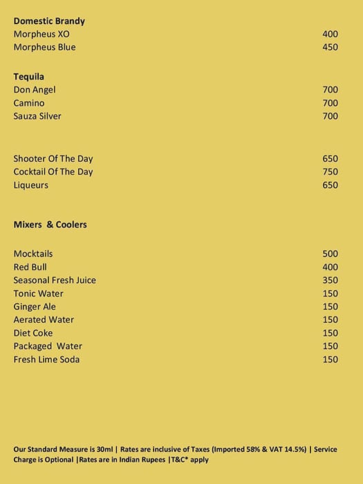 Main Street - The Residency Towers menu