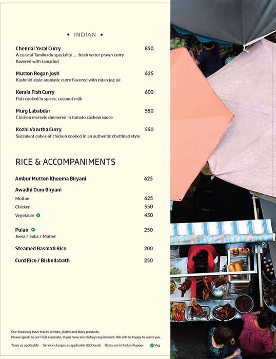 Main Street - The Residency Towers menu