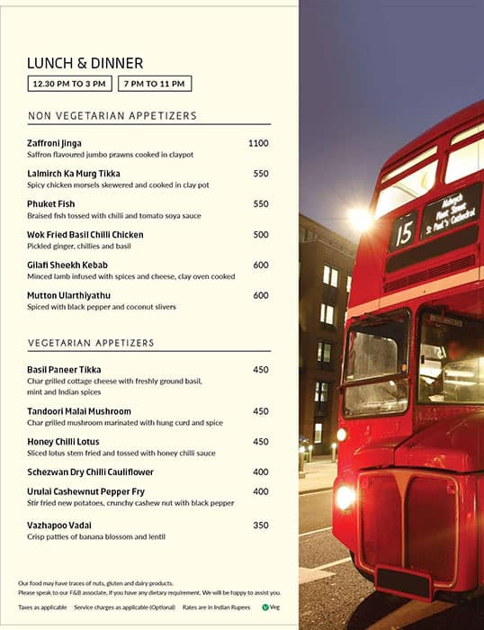 Main Street - The Residency Towers menu