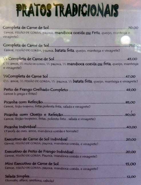 Feijão Verde cardápio