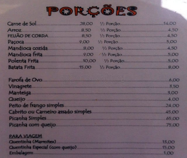 Feijão Verde cardápio