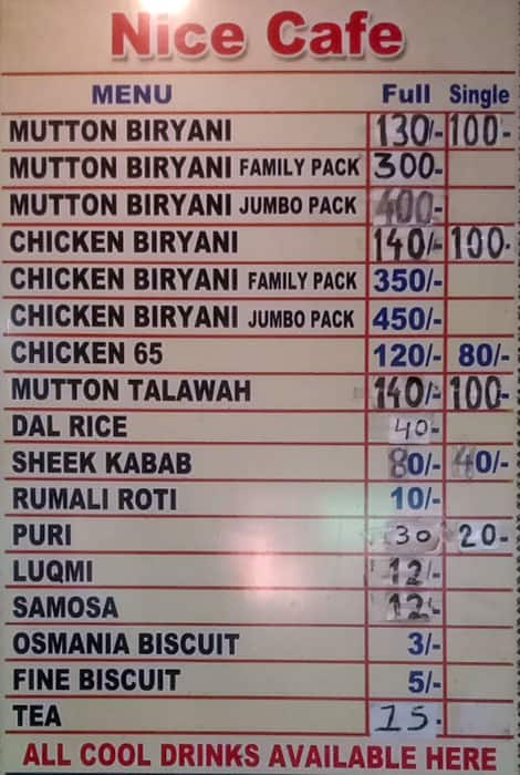 Nice cafe Vattapally menu
