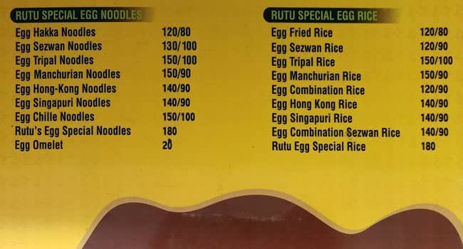 Rutu's Chinese Treet menu