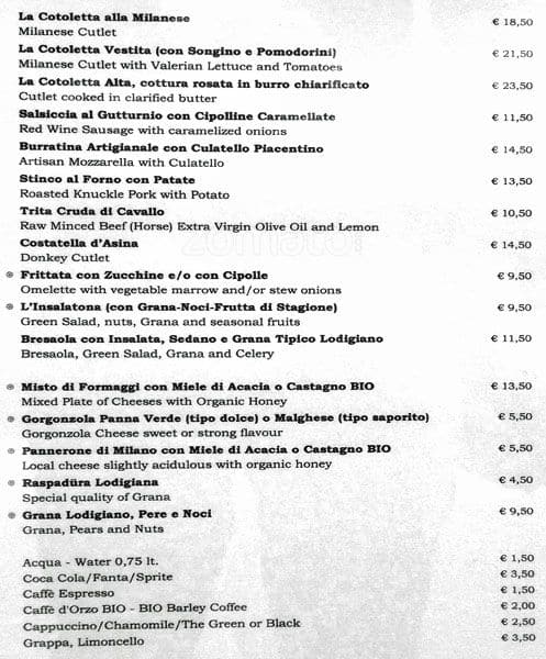 Pane al Pane Vino al Vino Menu