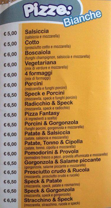Menu di Dado Pizza 