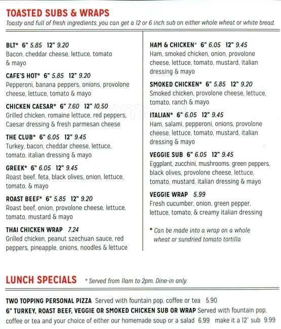 Menu at Pepperoni Cafe, Surrey