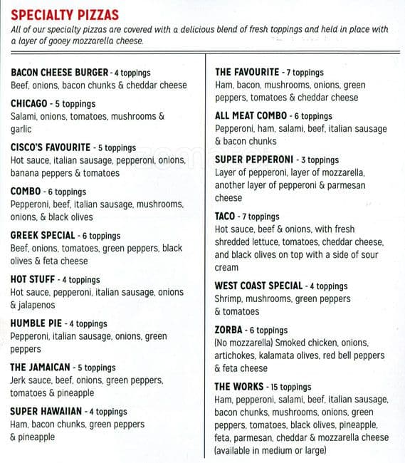 Menu at Pepperoni Cafe, Surrey