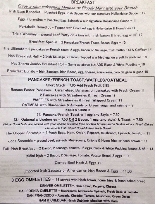 Copper Kettle Menu, Menu for Copper Kettle, Outer Sunset, San Francisco