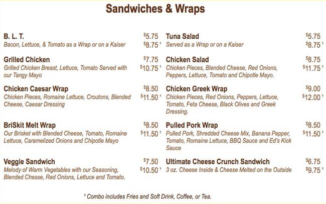 Briskit menu