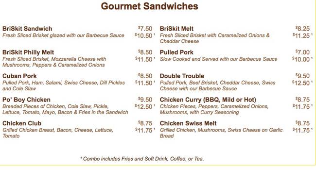 Briskit menu