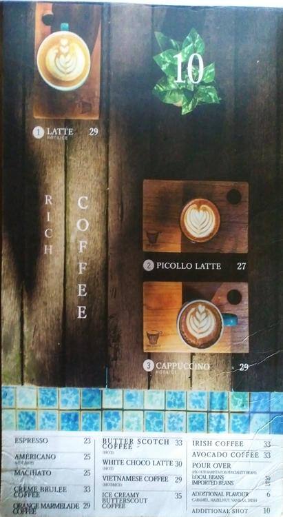 Carta de One Eighty Coffee