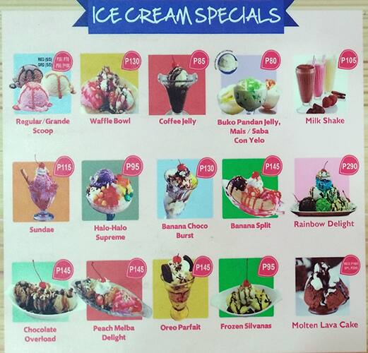 Menu at BTF Ice Cream House desserts, Manila, Vertex One Building