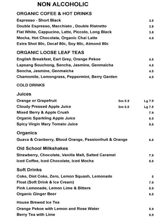 Menu at Bon Ton restaurant, Leura
