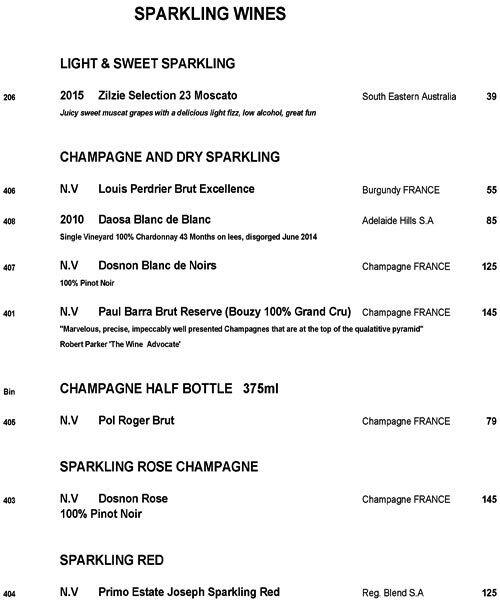 Menu at Bon Ton restaurant, Leura