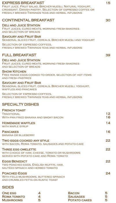 Cafe at the Hyatt Regency Perth Menu - Urbanspoon/Zomato