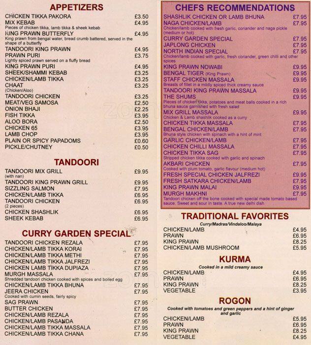 Curry Garden Menu, Menu for Curry Garden, Romford, London Zomato UK