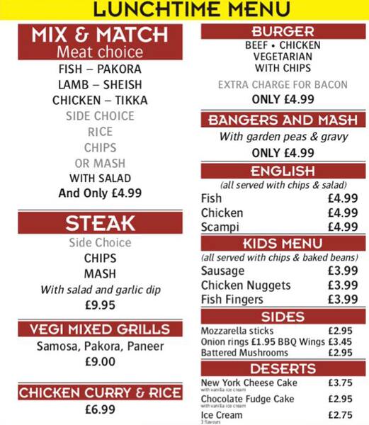 Menu at The Hop and Vine pub & bar, Telford