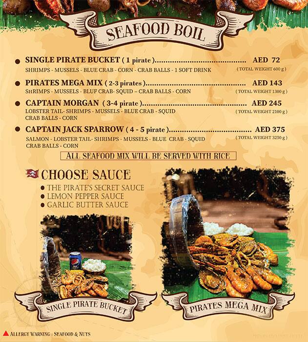 Menu at Pirates Bay Seafood Restaurant FZE, Dubai