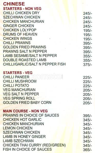 Delhi Darbar menu