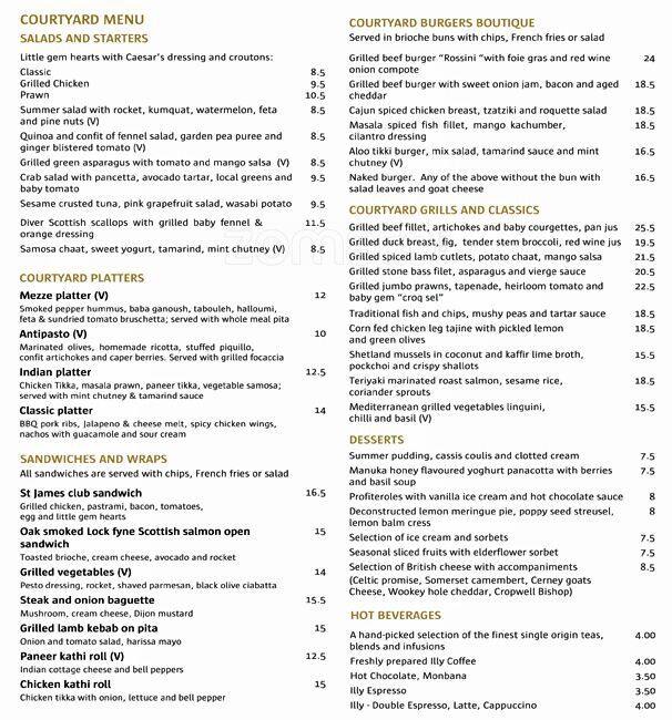 St James' Courtyard St. James' Court Menu Zomato UK