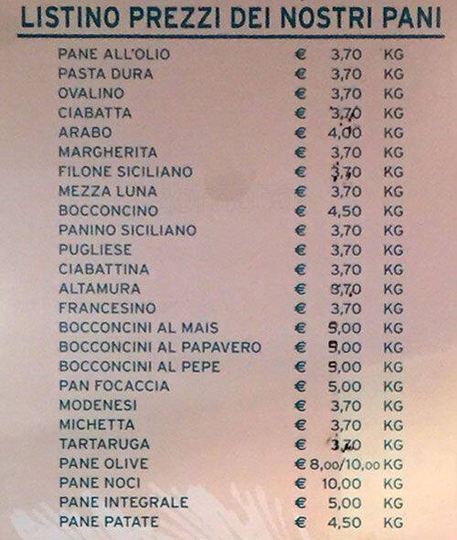 Menu di Profumo di Pane e Dolci 