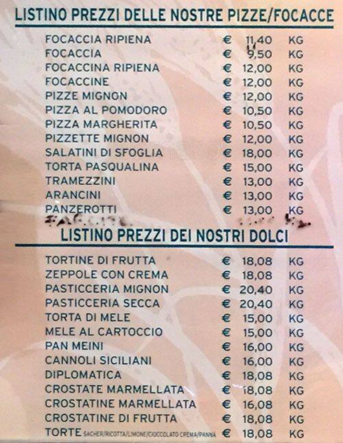 Menu di Profumo di Pane e Dolci 