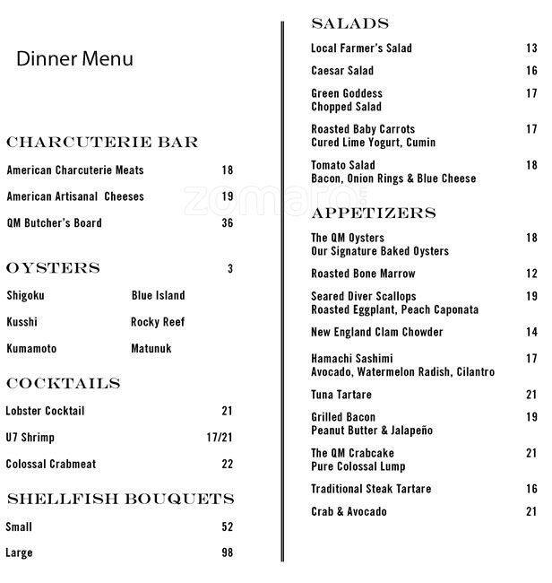 Menu at Quality Meats pub & bar, West New York, 57 W 58th St