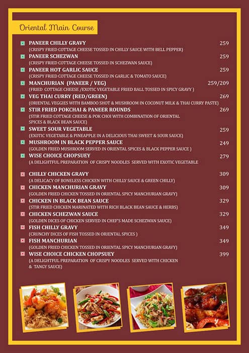 Menu at Wise Choice, Lucknow