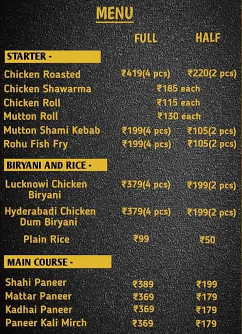 Menu of Mughlai Dastarkhwan, Gomti Nagar, Lucknow