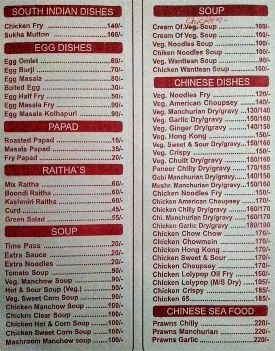 Milan Punjab Restaurant menu