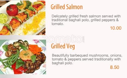 Persia Restaurant & Bar menu