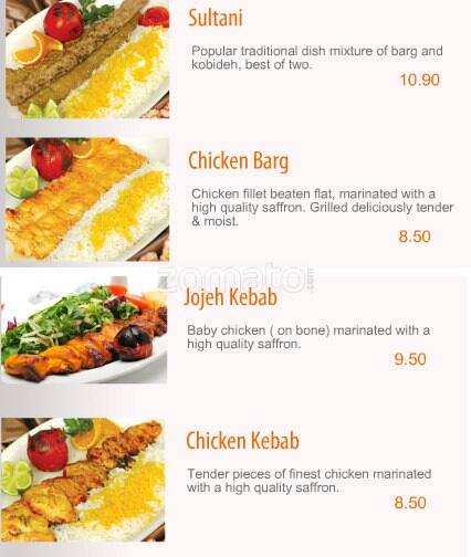 Persia Restaurant & Bar menu