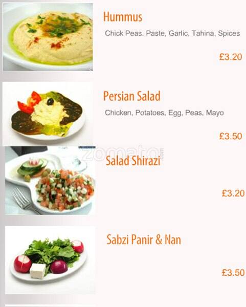 Persia Restaurant & Bar menu