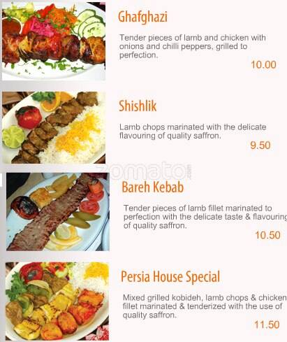 Persia Restaurant & Bar menu
