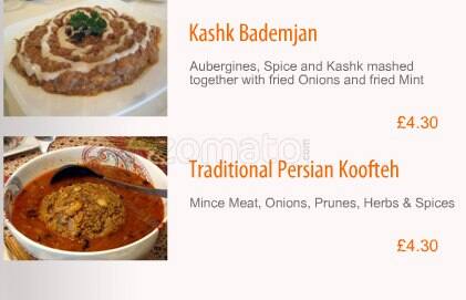 Persia Restaurant & Bar menu