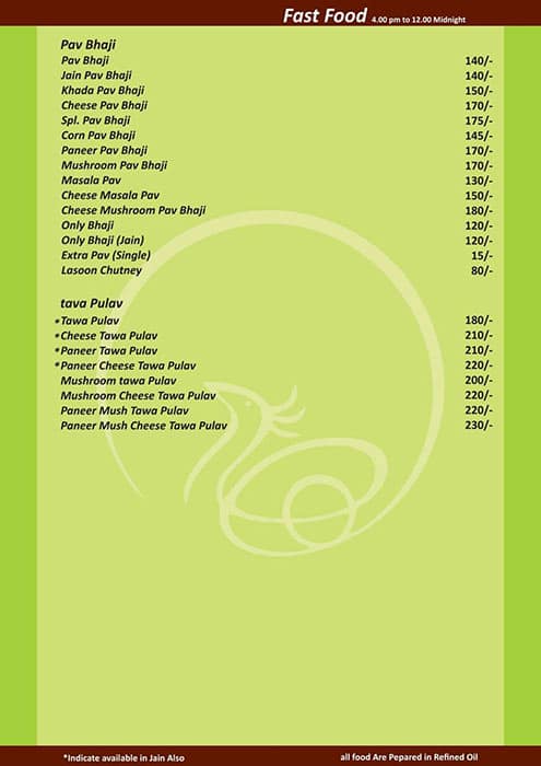Meghdoot's Hotel menu