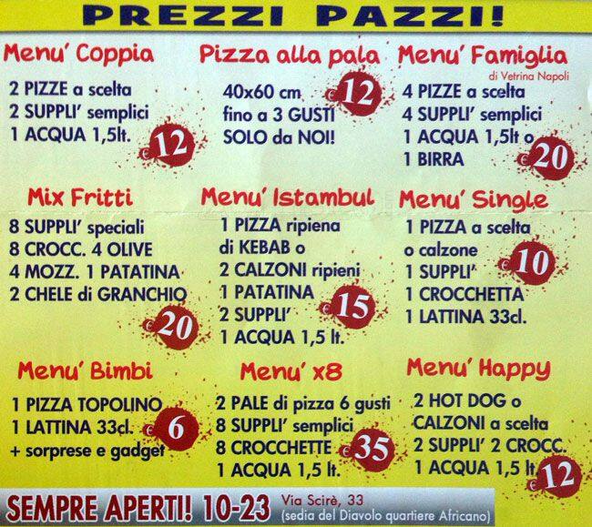 Menu di Mario 'o Scugnizzo 