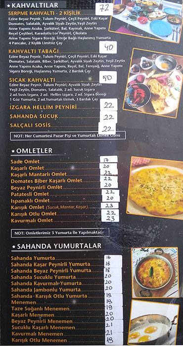 Menu Of Cafe Moon Moda Istanbul