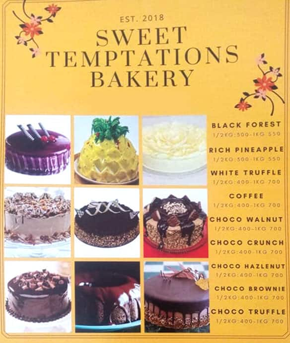 Menu of Temptations Bakery Cafe, Sector 46, Noida | Dineout