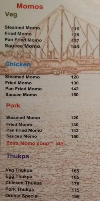 Orchid Restaurant menu