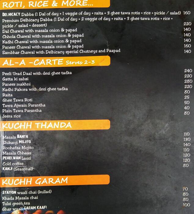 Delhicacy menu