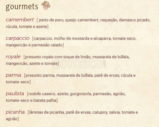 Padaria Filó cardápio