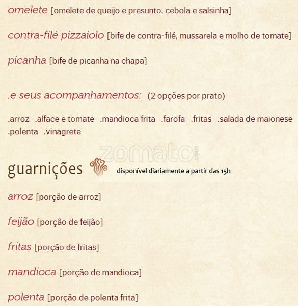 Padaria Filó cardápio