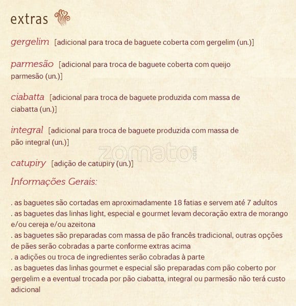 Padaria Filó cardápio