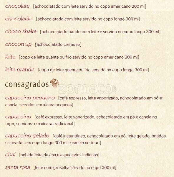 Padaria Filó cardápio