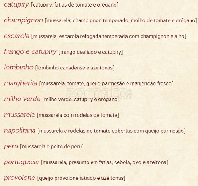 Padaria Filó cardápio